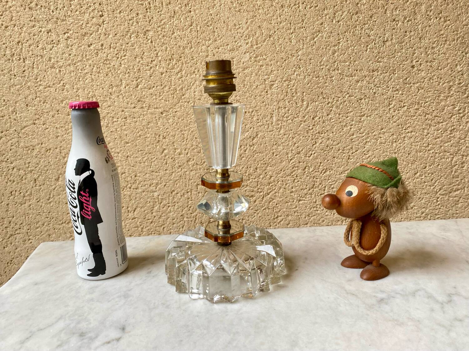 Art deco crystal blade base Val St Lambert Belgium glass & mirror