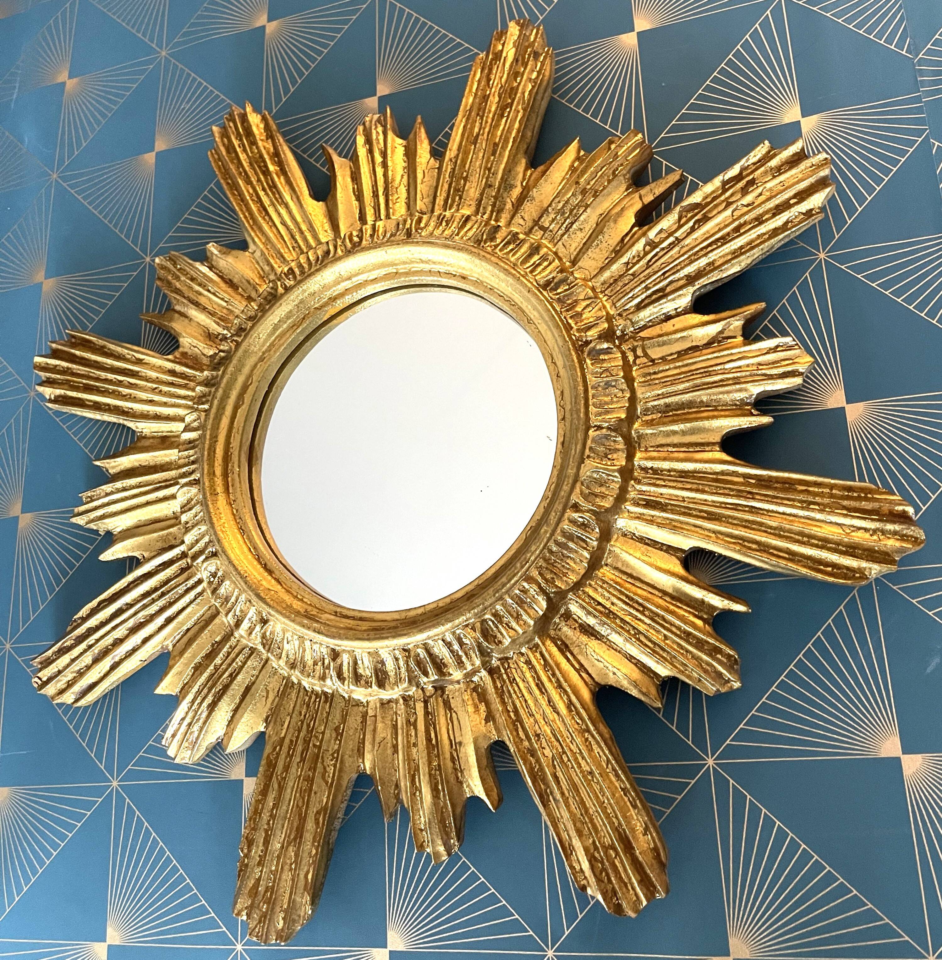 Golden wood sun mirror, 1960