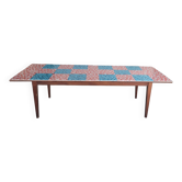 Table de ferme ancienne plateau mosaïque piètements fuselée -2m64