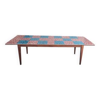 Old farmhouse table mosaic tray tapered legs -2m64