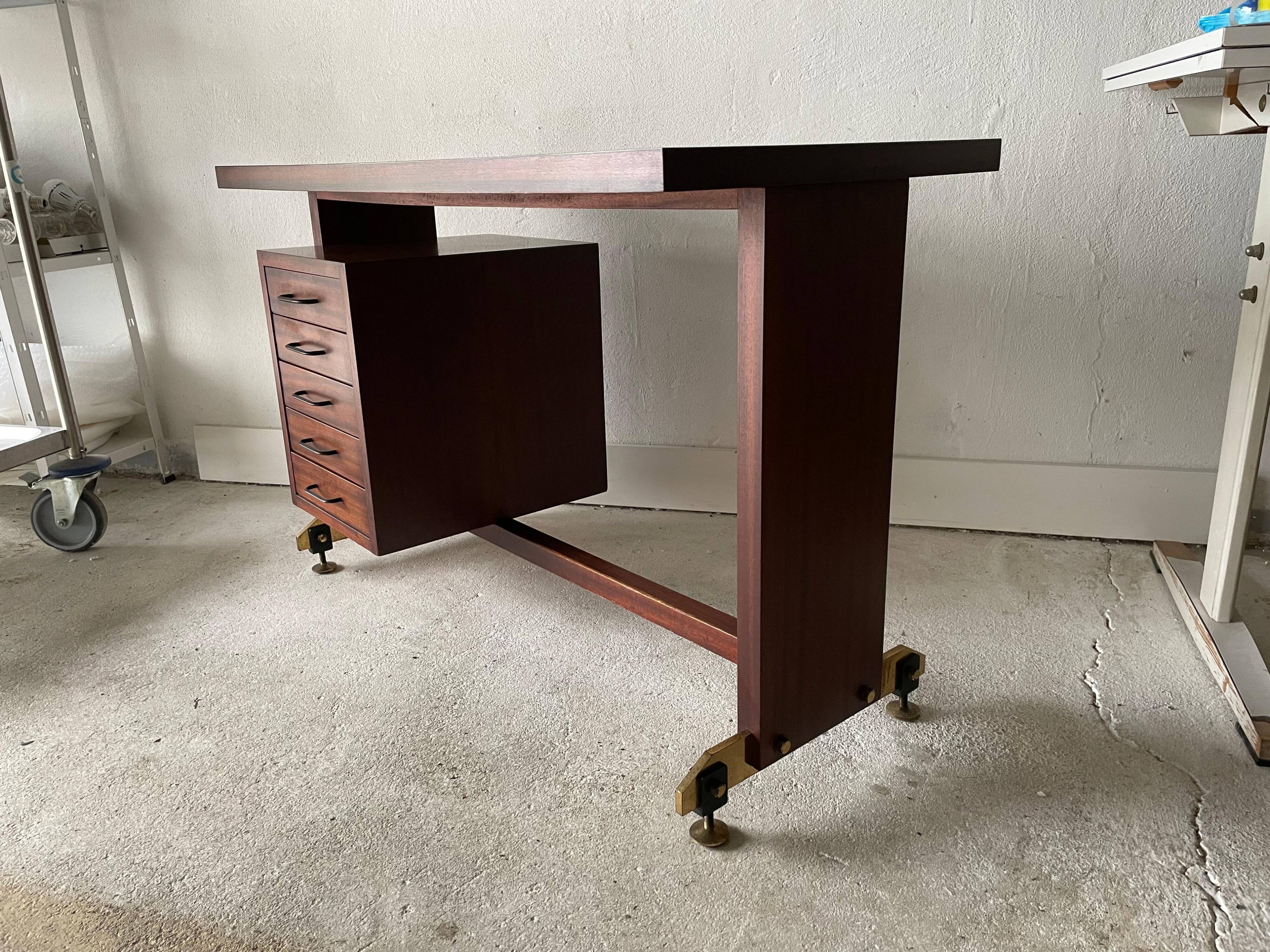 Mid-century modern Italian desk with 5 drawers, 1960s, Italy