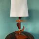 Vintage mid-century modern Danish sculptural teak table lamp