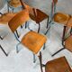 Set of 10 vintage mismatched industrial chairs mullca