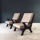 Rustic X Frame Lounge Chairs, Belgium, 1950s, Set of 2