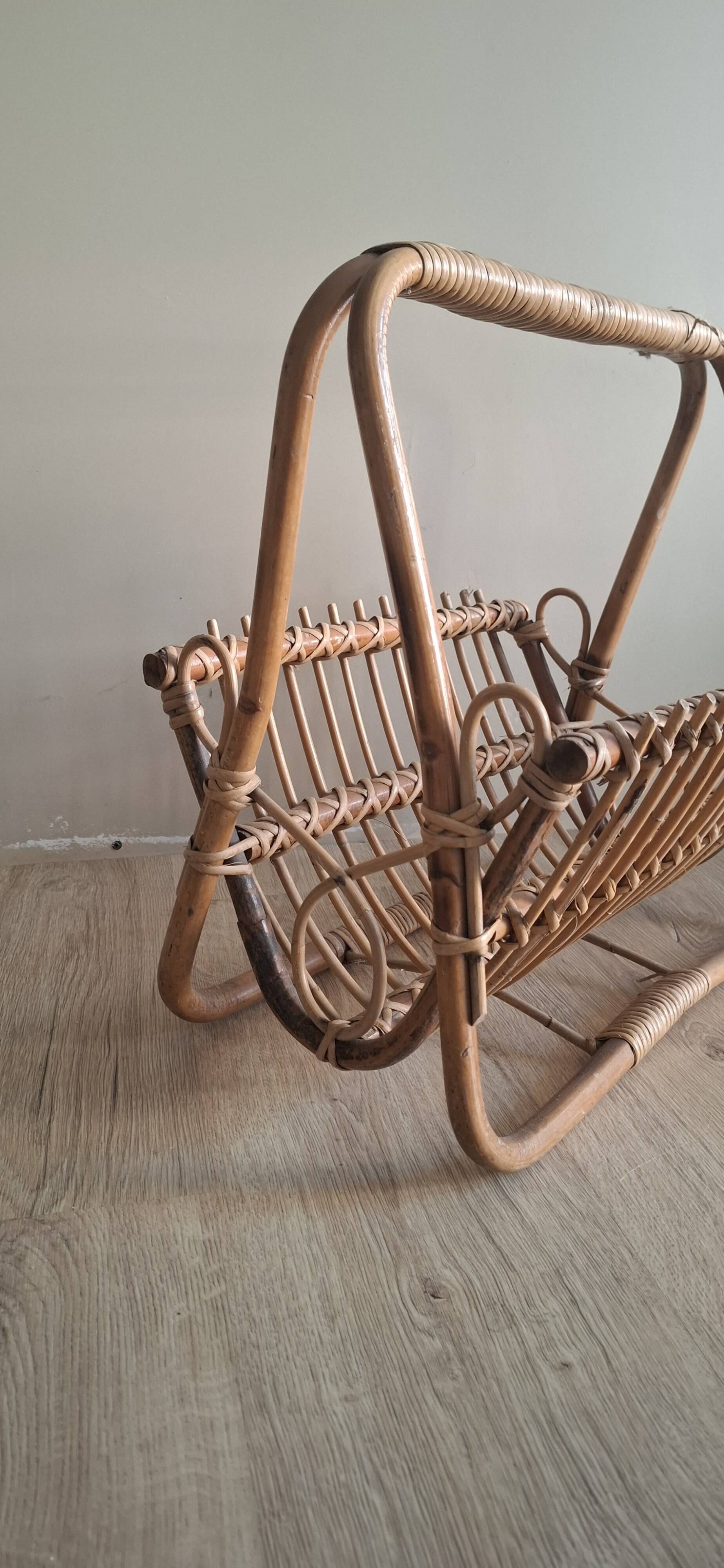 Rattan magazine rack