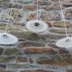 Lot de 4 suspensions en opaline blanche festonnée art Deco