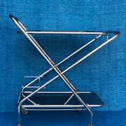 Vintage folding server 1970 with 2 smoked glass trays