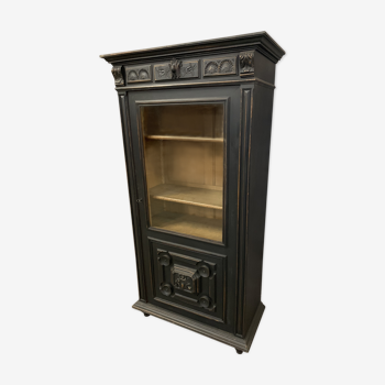 Ancienne vitrine bibliothèque Napoléon III vers 1890 patinée noir