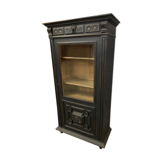 Ancienne vitrine bibliothèque Napoléon III vers 1890 patinée noir