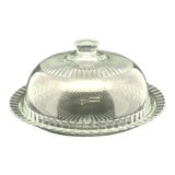Presentation dish with transparent glass bell