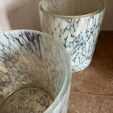 Set of two designer glass candle holders