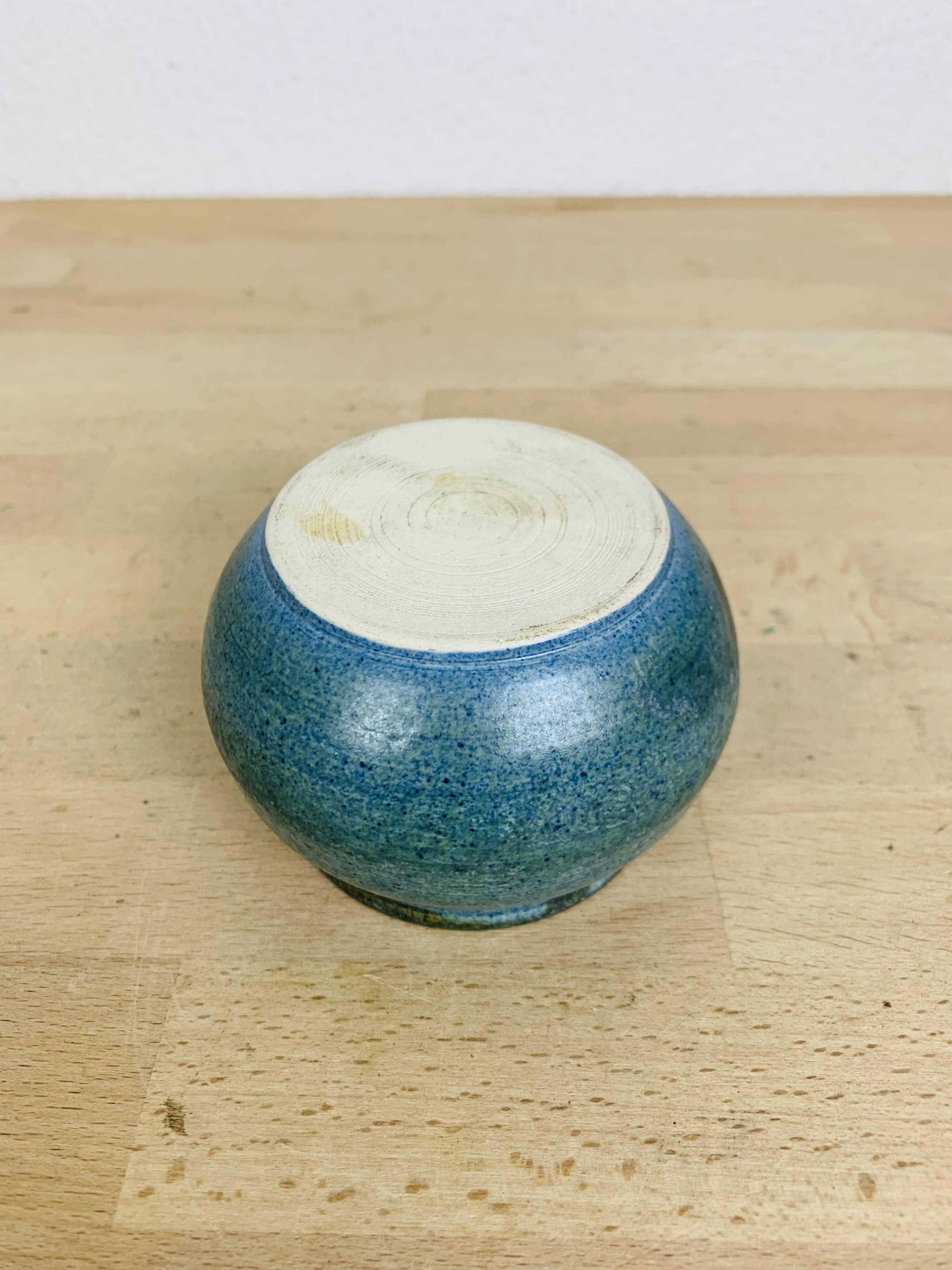 Blue stoneware ball vase