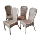 4 vintage rattan chairs 1970