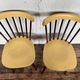 Pair of Baumann bistrot troquet chairs in yellow and brown wood