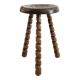 Tabouret tripode vintage en bois tourné