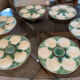 6 vintage slip oyster plates