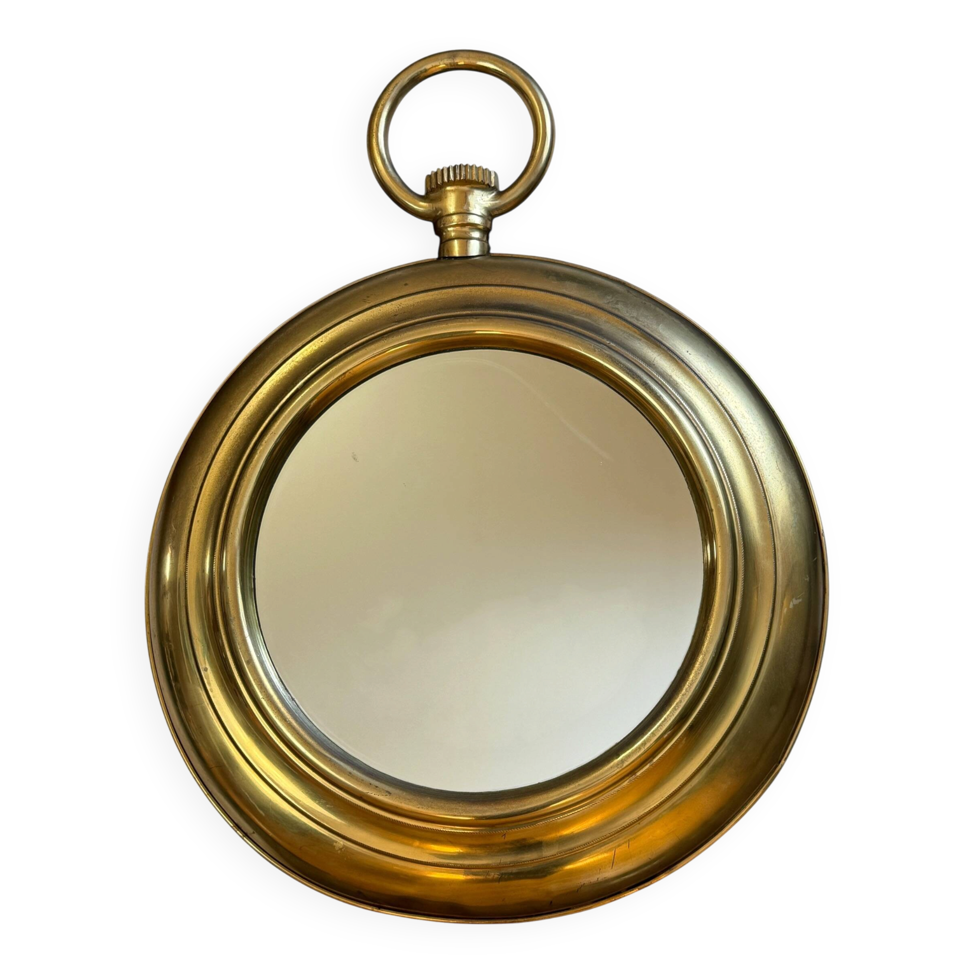 Large brass mirror in the style of Piero Fornasetti, 60 Italy.