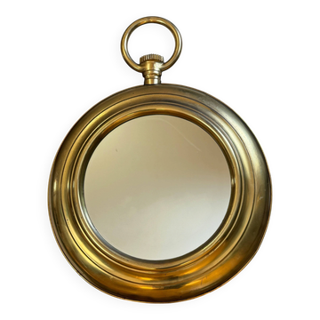 Large brass mirror in the style of Piero Fornasetti, 60 Italy.