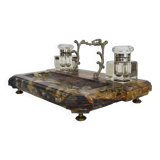 Inkwell nineteenth in marble and glass bottle