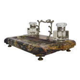 Inkwell nineteenth in marble and glass bottle