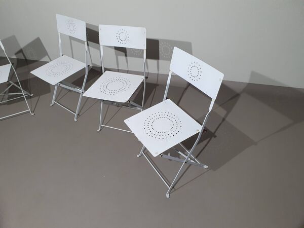 4 chaises pliantes en métal massif 80s