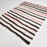 6x7 Natural White & Brown Kilim Rug, 183x212Cm