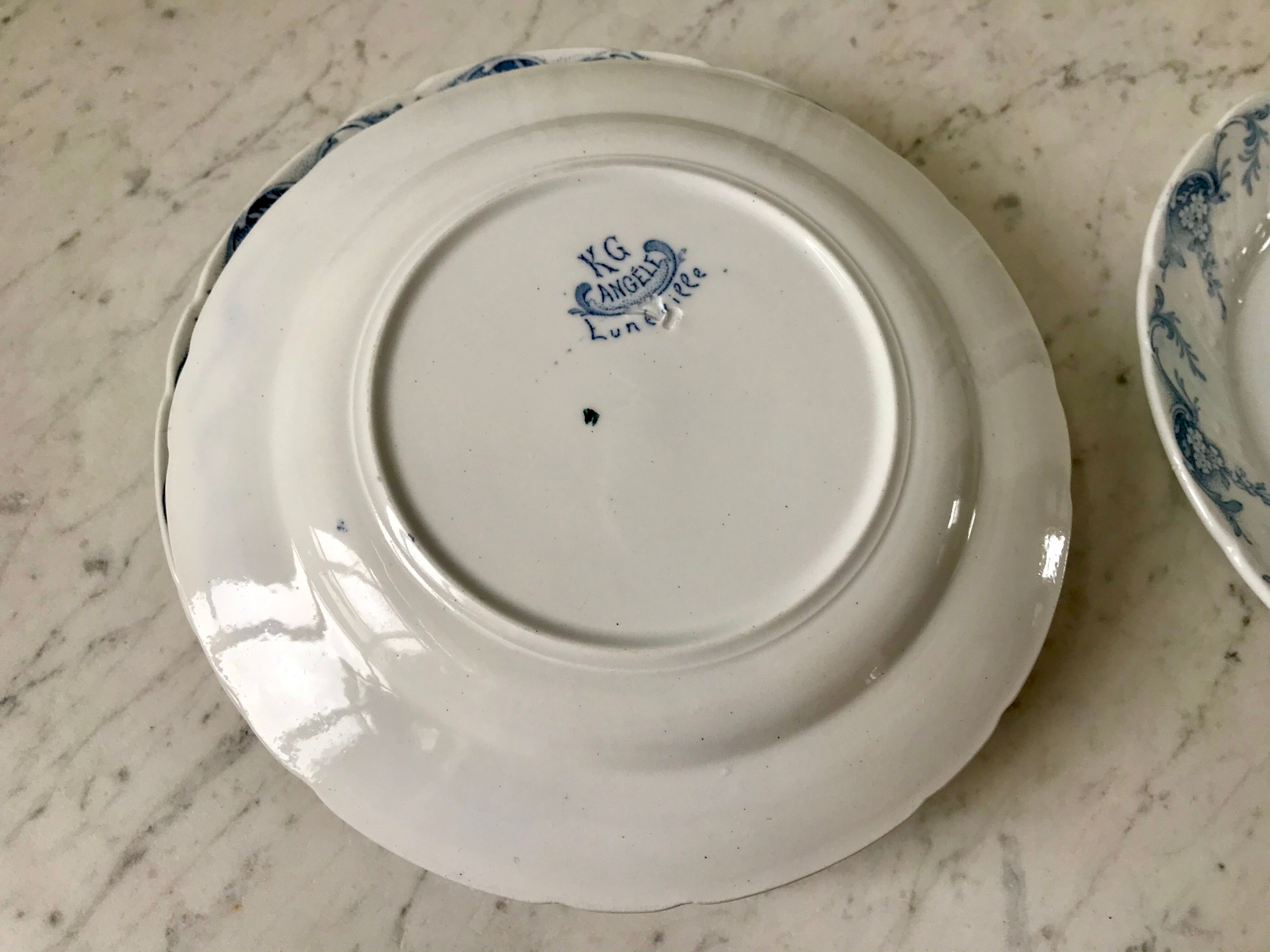 set of 6 dessert plates in K&G Lunéville Ironstone, "Angèle" model, late 19th century