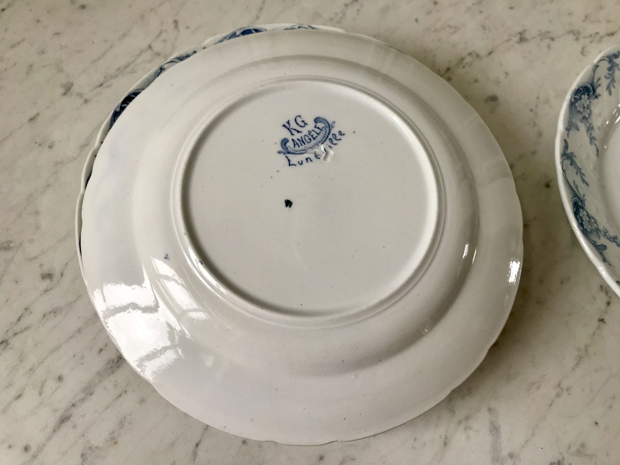 set of dessert plates in K&G Lunéville Iron Earth model "Angèle" late 19th century