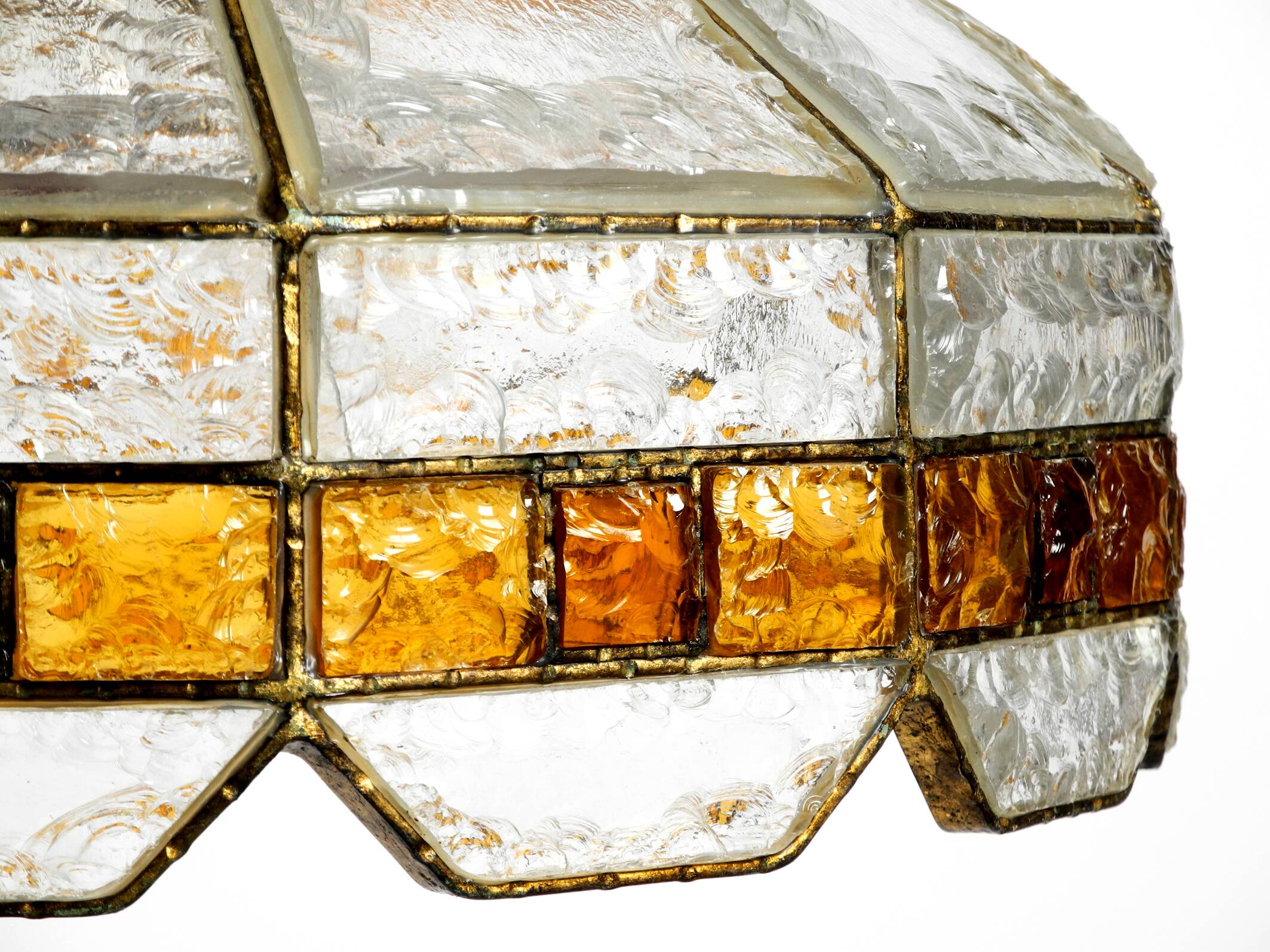 Beautiful large heavy 1960s Italian PoliArte glass ceiling lamp | Ø 52cm