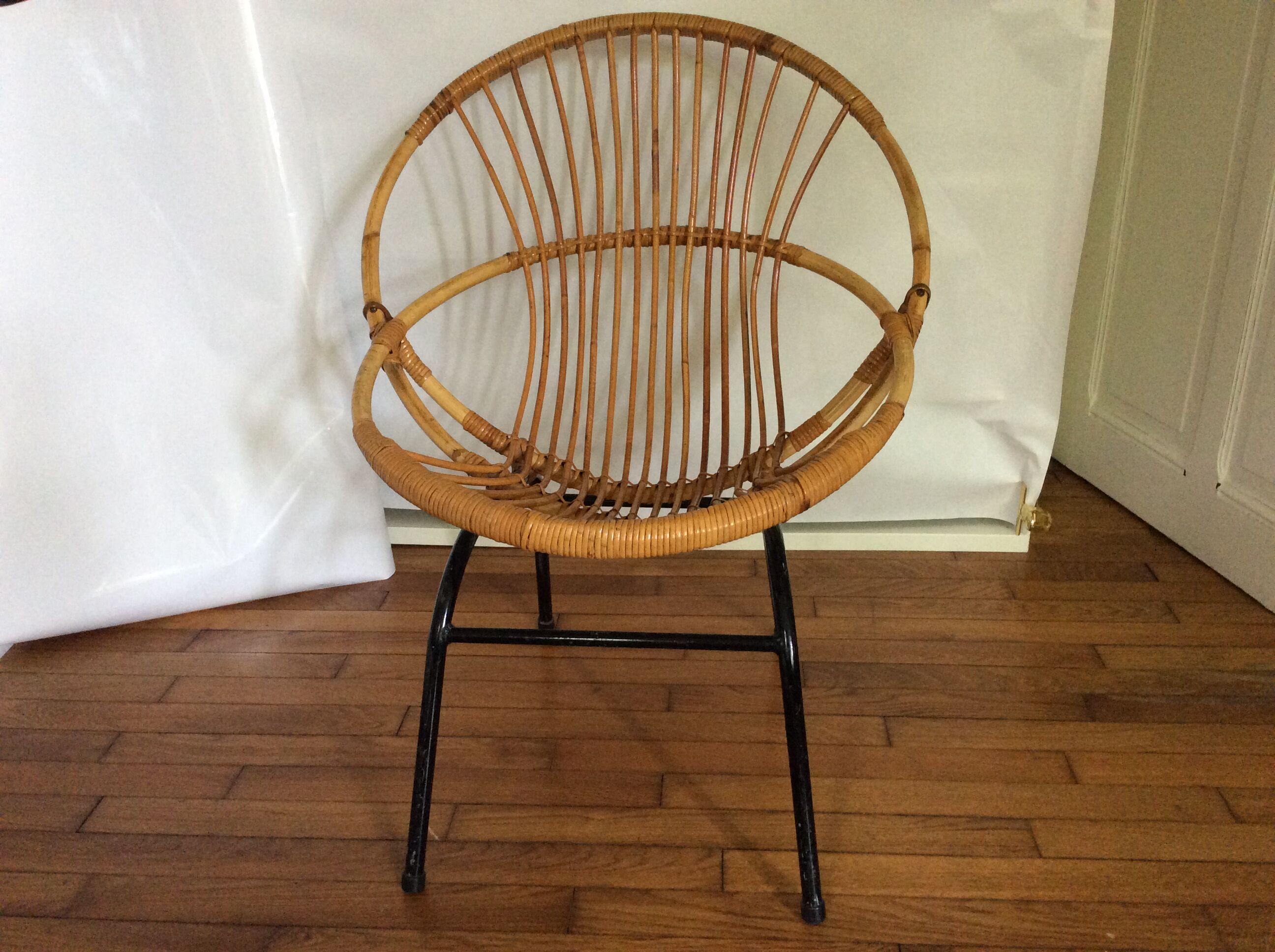 Fauteuil en rotin vintage
