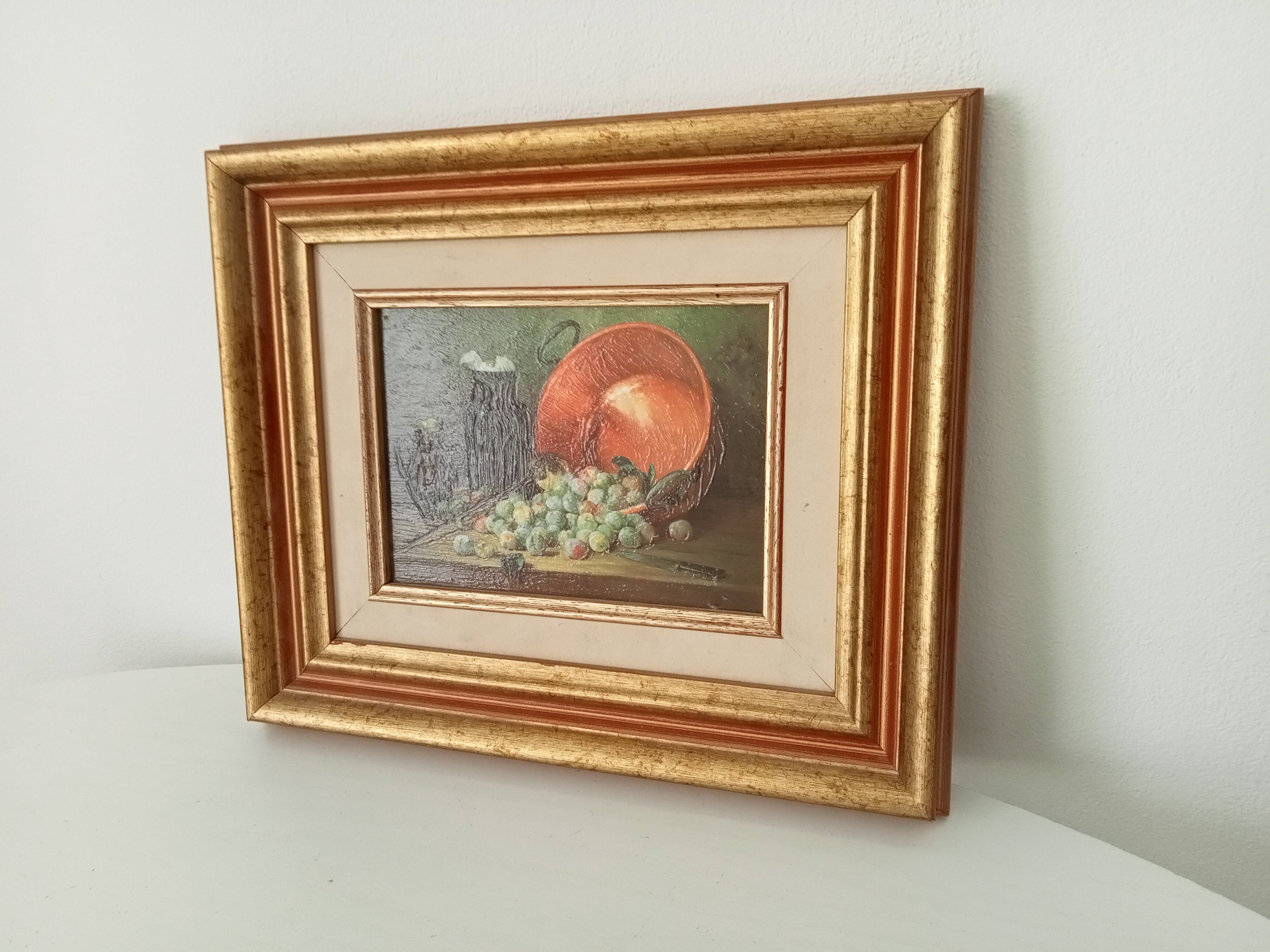 Oil painting on cardboard small format still life