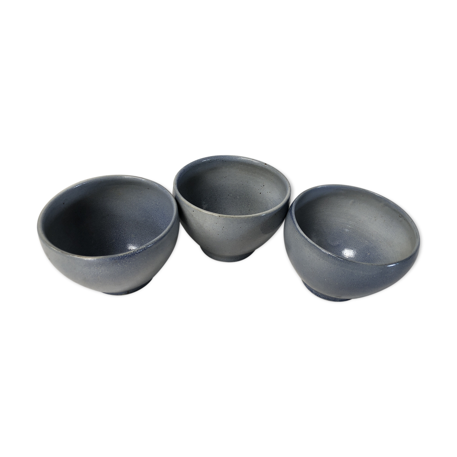 Set of 3 vintage blue sandstone bowls