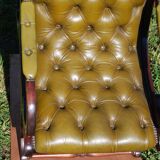 Chesterfield Victoria chair in green leather.