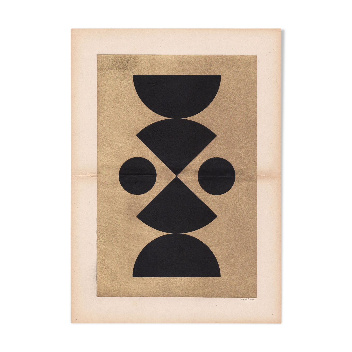 Collage on old paper • C465 • signed Eawy