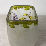 Acid-etched enamel vase with floral decoration