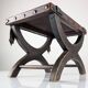 Colonial Curule Stool in Leather and Wrought Iron, Mexico, 1940s