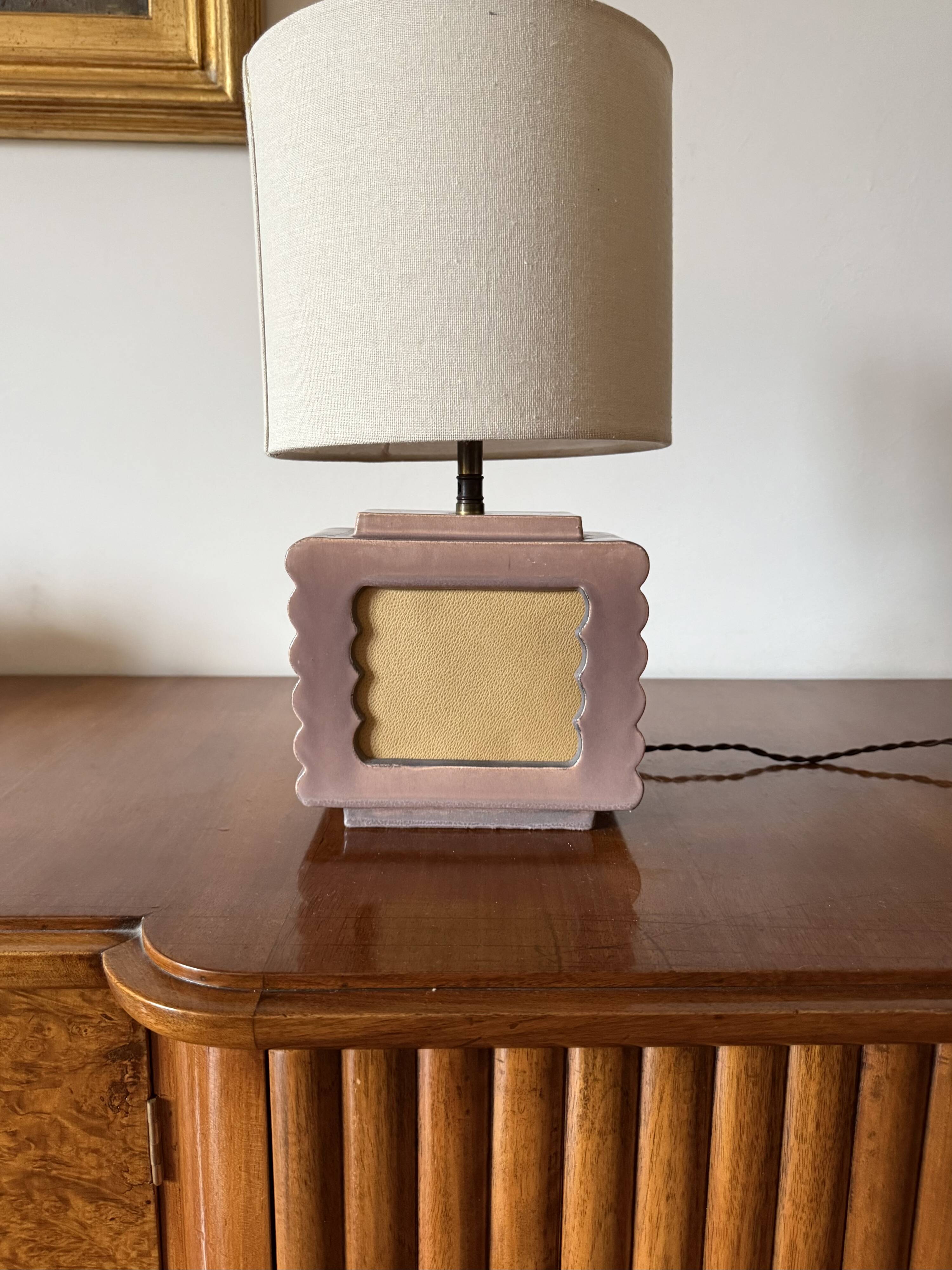 Art deco ceramic table lamp, Andre Fau Boulogne France circa 1940s