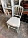 Napoleon III chair in blue painted wood and beige mixed fabric.
