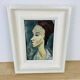 Painting portrait of a woman in figurative style signed Cavignaux
