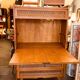 Vintage secretary in lacquered wood and rattan with compass feet