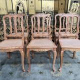Suite of 6 Louis XV style chairs in cannage