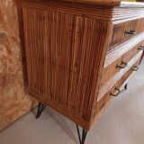 Commode vintage en rotin