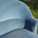 Vintage blue sofa 2 seats in velvet