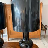 Pair of Vintage Black Ceramic Lamps from the 70s