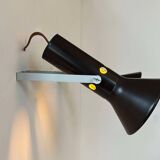 Pair of vintage adjustable wall lights, brown metal, France 1970