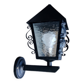 Outdoor wall light / lantern - metal and glass