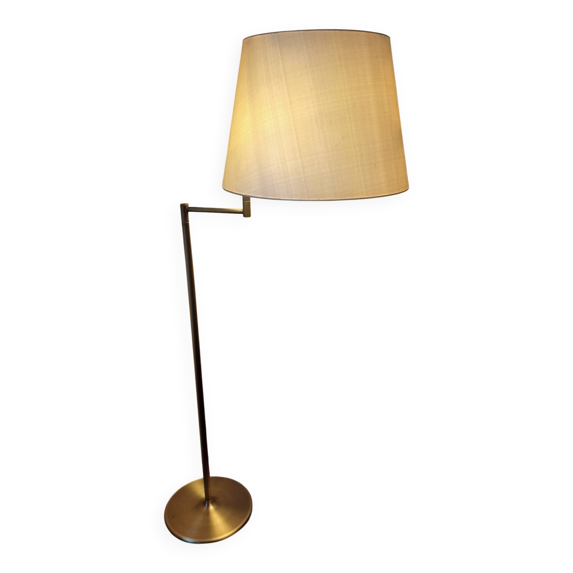 Walter von Nessen brass swivel-arm floor lamp with uplight, 1960s