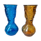 Duo of blue and amber Italian vases