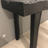 Console bois finition shou-sugi-ban en bois brulé avec traitement