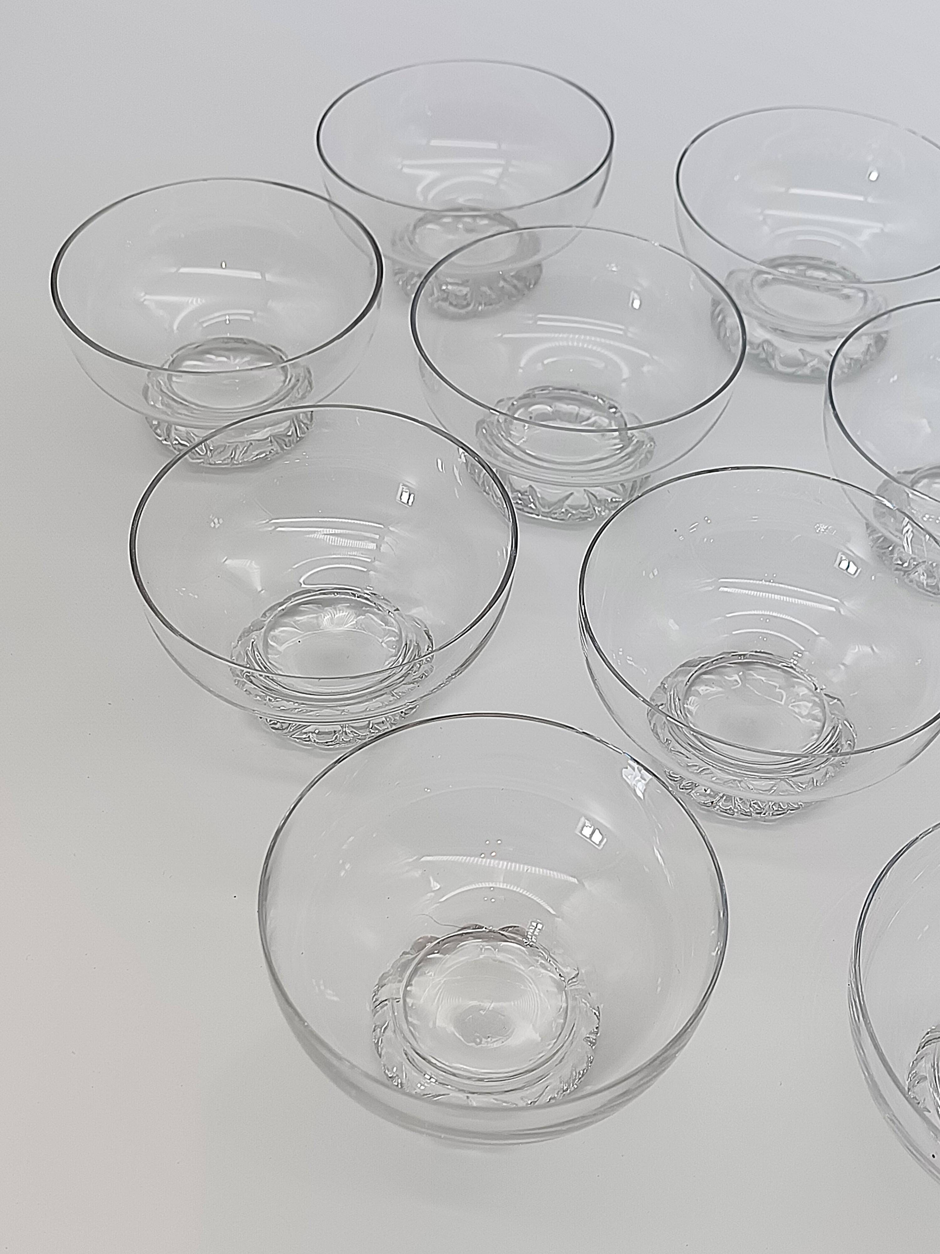 Set of 12 dessert / ice cream bowls in crystal - Daum Nancy France - Circa